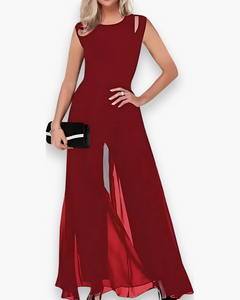 Damen Elegantes Vielseitig Jumpsuit | Durchsehen in Rot