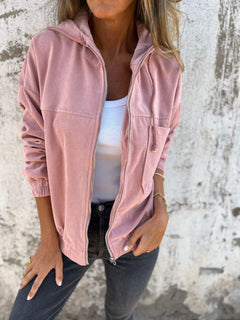 Briella - Cord-Hoodie - Mit Reißverschluss in Rosa