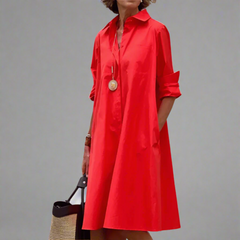 Sandrine | Lässiges und elegantes Polo-Kleid in Rot