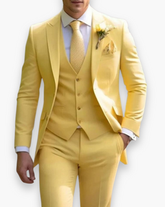 Herren Anzug 3-teilig Slim Fit | Klassisch & Elegant für Hochzeitsgäste in Gelb