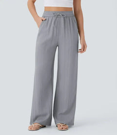 Elena | Bequeme Leinenhose mit fließender Passform in Grau