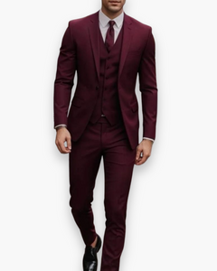 Herren Anzug 3-teilig Slim Fit | Klassisch & Elegant für Hochzeitsgäste in Bordeauxrot