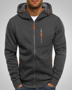 Andrew | Herren Legerer Taschen Zip-Hoodie in Dunkelgrau
