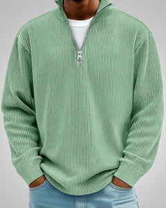 Richard | Herren Casual Half-Zip Strukturpullover in Hell Grün