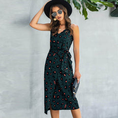 Bianca - Wickelkleid - Print in Dunkelgrün
