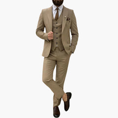 Slim Fit Anzug Set - Herrenanzug 3-teilig für Abendmode in Beige