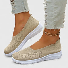 Lara | Damen Leichte Slip-On Strick Ballerinas in Aprikose