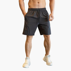 Herren-Shorts für Sport mit Kordelzug und Feuchtigkeitstransport in Grau