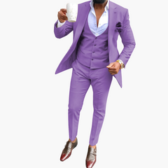 Herren Anzugset mit Weste und atmungsaktivem Blazer in Lila