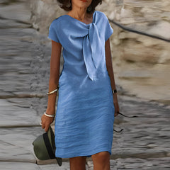 Sheri - Elegantes Leinen-Etuikleid für Damen in Blau