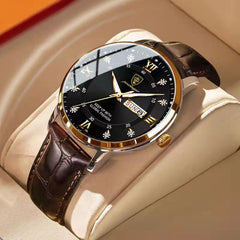 Wasserdichte Herrenarmbanduhr mit Leuchteffekt in Gold Schwarz