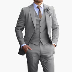 Herren Anzug Dreiteiler mit Weste und schmaler Hose in Grau