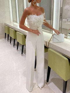 Frola - Eleganter Jumpsuit mit Schlauchtop in Weiß