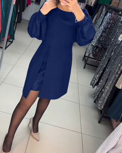 Ruby - Kleid - Stilvolle Laternenärmel in Blau