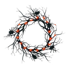 SpiderSpook LED Halloweenkranz – Vampir‑ & Spinnen‑Dekoration für Türen & Fenster in Rote Fledermaus