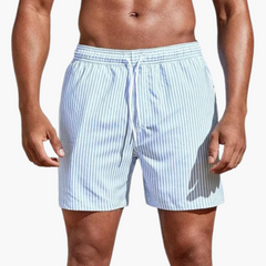 Badeshorts - Herren gestreift & schnelltrocknend Sommer in Hellblau