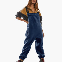 Alina | Verstellbarer Fleece-Overall aus Cordstoff in Marineblau