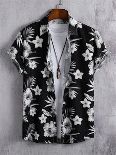 Tropisches 3D-Blumen-Hawaii-Hemd – Stil und Komfort in einem in Schwarz Weiß