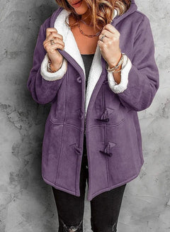 Damen Fleece Jacke mit Kapuze | Winter in Lila