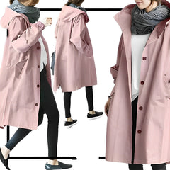 DuraCoat - Lange Windbreaker-Jacke mit Kapuze in Rosa