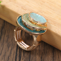 Boho Dreischichtiger Emaille-Ring in See Blau