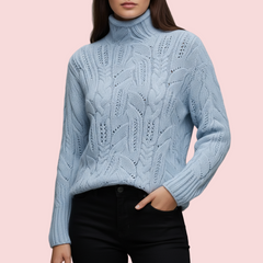 Selora Knit Turtleneck Sweater in Blue