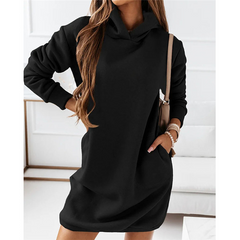 Anne-Sofie - Hoodie Dress - Kapuzenkleid in Schwarz