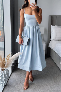 Martina  | Elegantes Midi mit Trägern in Blau (Begrenzte Verfügbarkeit)