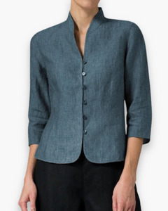 Damen Elegante Bluse mit Stehkragen | Festliche Anlässe in Dunkel Blau