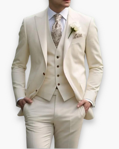 Herren Anzug 3-teilig Slim Fit | Klassisch & Elegant für Hochzeitsgäste in Creme