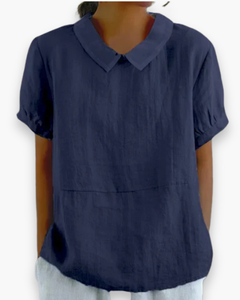 Damen Entspannte Kurzarmbluse | Elegant in Marineblau