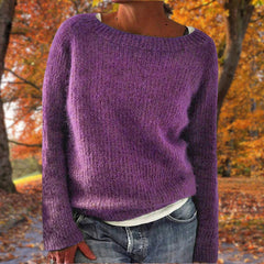 Charlotta | Damen Lässiger Lockere Passform Strickpullover in Lila