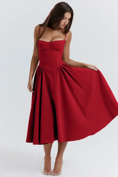 Cheri - rückenfreies Midi-Sling-Kleid für Damen in Rot