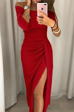 Bethney - Glamouröses schulterfreies Damenkleid in Rot