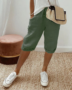Damen Bequeme Kordelzug Shorts | Kurze Hosen Damen in Grün