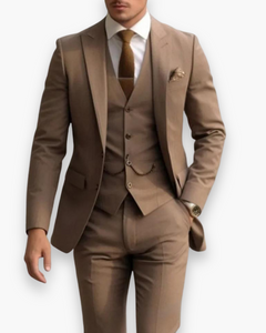 Herren Anzug 3-teilig Slim Fit | Klassisch & Elegant für Hochzeitsgäste in Kamelbraun