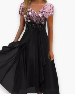 Damen Elegantes Festliches Kleid | Vielseitig in Rosa Schwarz