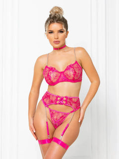 Loïs | 3-teiliges Dessous-Set in Pink