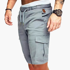 Herren Cargo Shorts mit Taschen und elastischem Bund für Sommer in Hellgrau