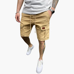 Herren Cargoshorts mit Kordelzug und Klappentaschen in Khaki