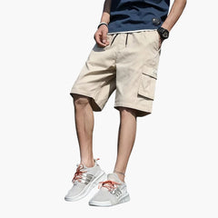 Herren Cargo Shorts mit Kordelzug und Klappentaschen in Khaki