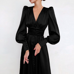 Macie - Elegantes langes Damenkleid in Schwarz