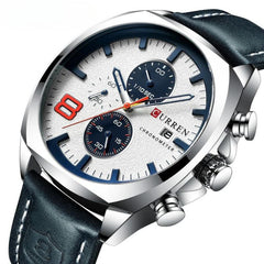 Wasserdichte Militär-Chronographen-Sportuhr in Weiß Blau