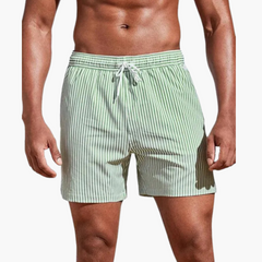 Badeshorts - Herren gestreift & schnelltrocknend Sommer in Grün
