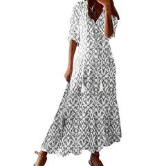 Daley - Bohemian-Kleid für Damen in Überlänge in Hellgrau