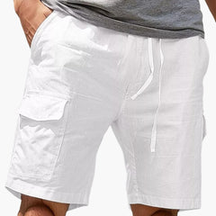 Herren Cargo Shorts mit Taschen aus Sommerstoff in Weiß