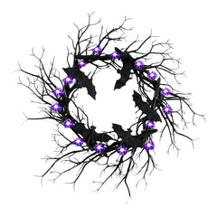 SpiderSpook LED Halloweenkranz – Vampir‑ & Spinnen‑Dekoration für Türen & Fenster in Lila Spinne