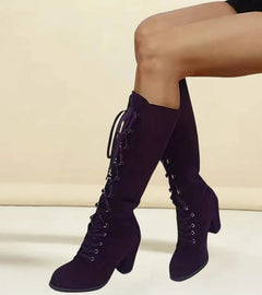 Asmita – Schnürstiefel Aus Wildleder Mit Hohem Absatz in Violett