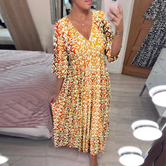 Enna - Schickes Kleid Mit Ausgestellten Ärmeln in Gelb