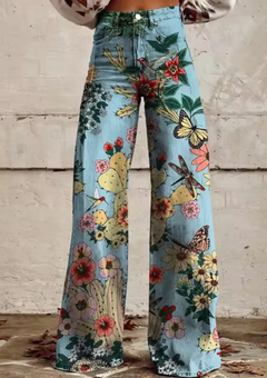 Anzhela - Weite Hose mit buntem Druck in Multicolor 3